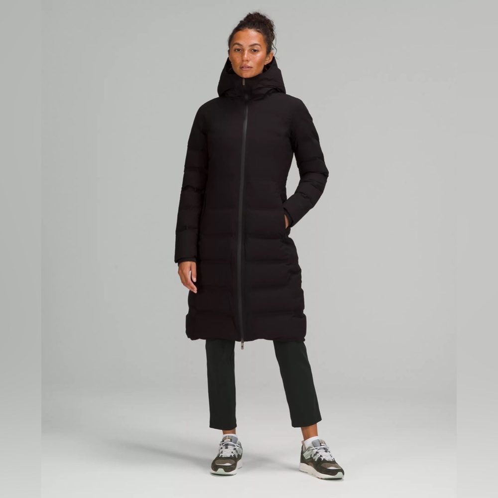 Lululemon Sleet Street Long Down Jacket Coat Parka Black Size 4 Runs Small